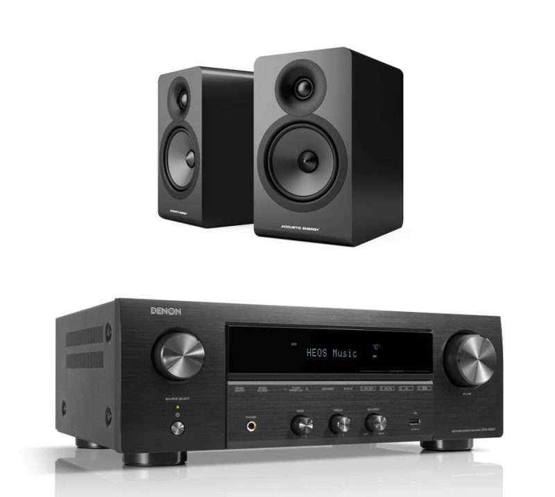 מערכת סטריאו הכוללת מגבר Denon DRA-900H ורמקולים Acoustic Energy AE100.2 – עיצוב אלגנטי וצליל חי ונושם