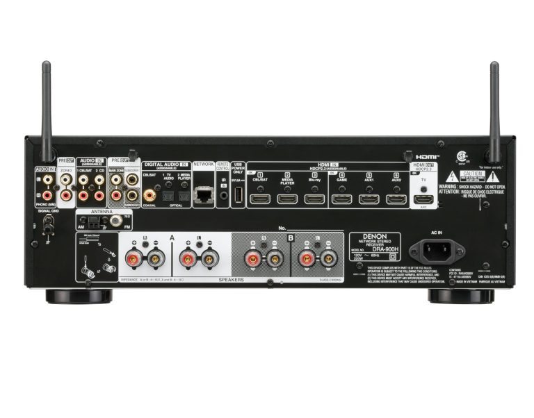 מגבר סטריאו DENON DRA-900H חיבור HDMI ופנל אחורי עם מחברים