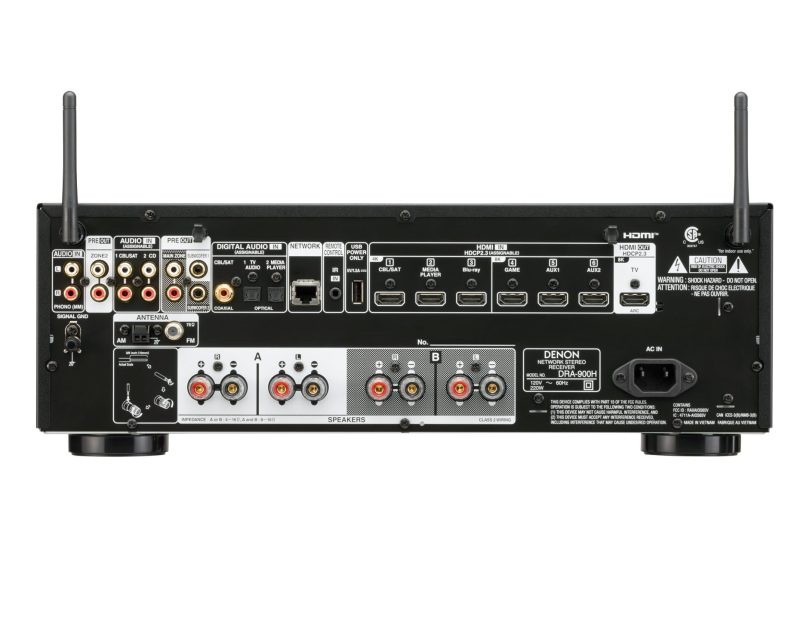 מגבר סטריאו DENON DRA-900H חיבור HDMI ופנל אחורי עם מחברים